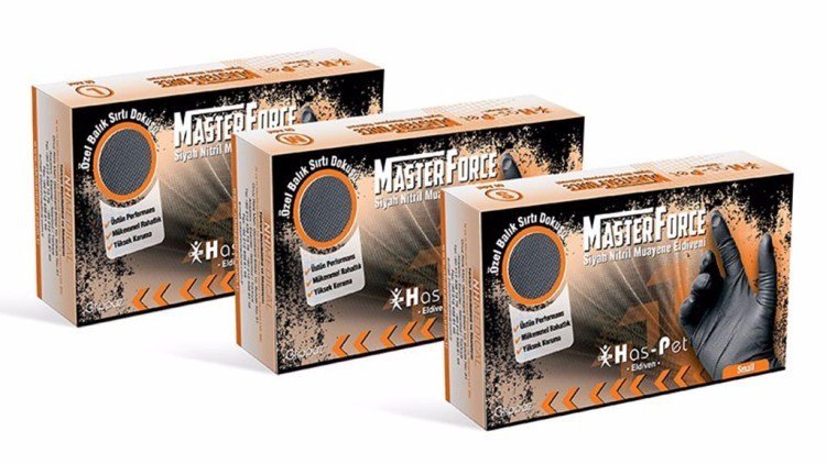 Has-pet Master Force Siyah Nitril Muayene Eldiveni 50 Adet