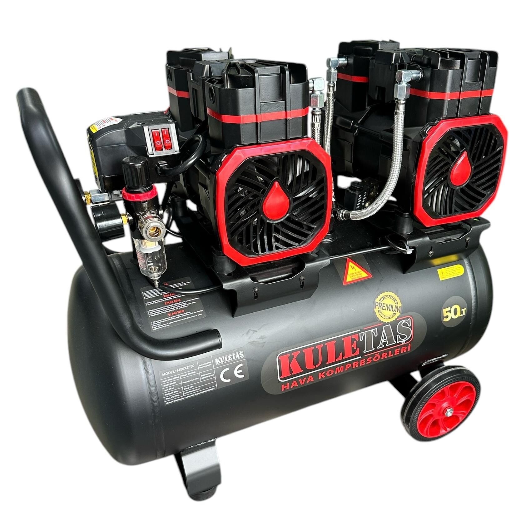 Kuletaş Premium 50 Litre Sessiz Yağsız Hava Kompresörü 4 Hp (İtalyan Tasarım)