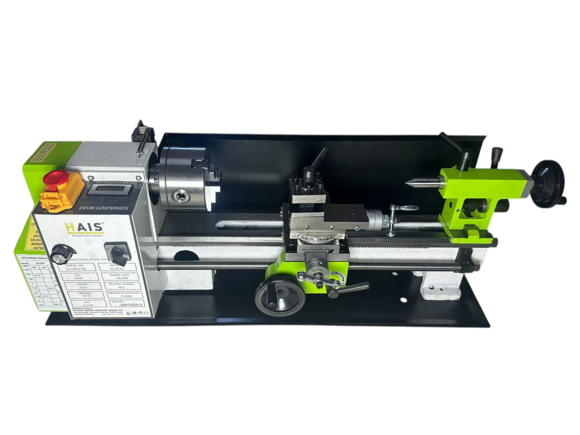 HAIS 180X350 Masa Üzeri Metal Torna Makinası 500Watt