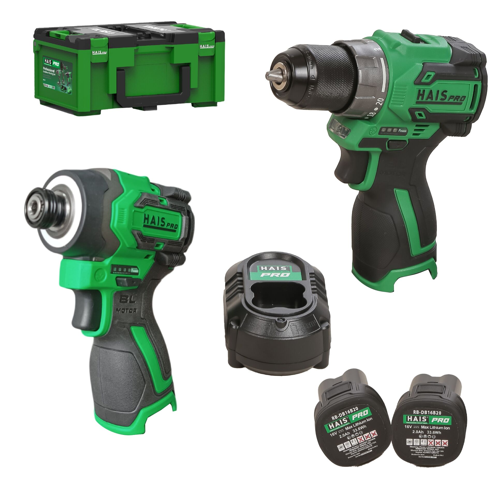 HAISPRO Profesyonel 16 V Akülü El Aletleri Seti 2'Lİ SET - 1