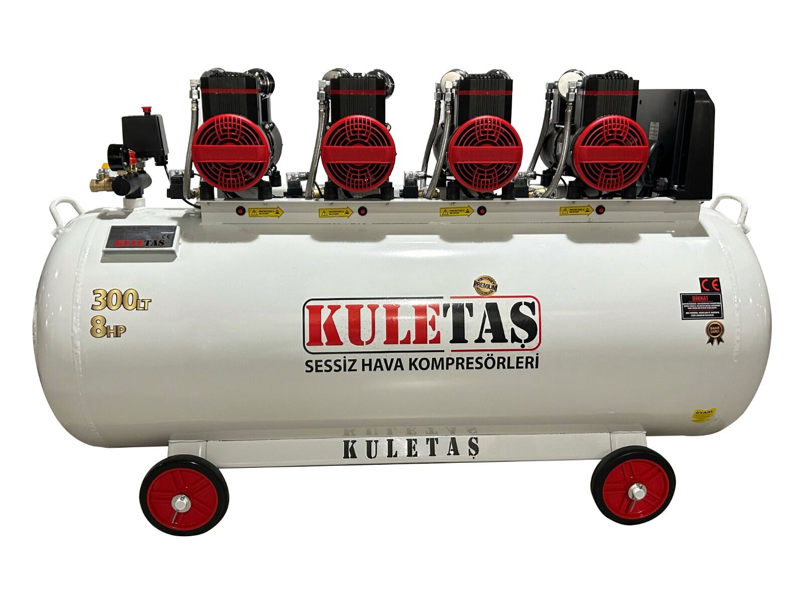 Kuletaş 300 Litre 8 HP Sessiz & Yağsız Premium Kafa Hava Kompresörü