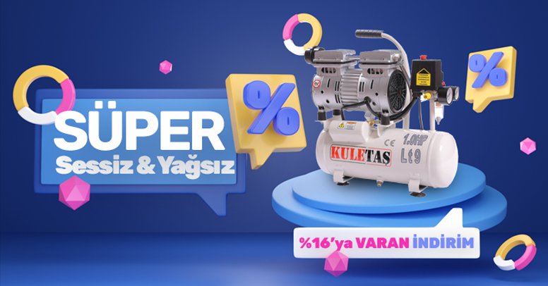 Kuletaş Süper Sessiz Yağsız Kompresör 9 Lt