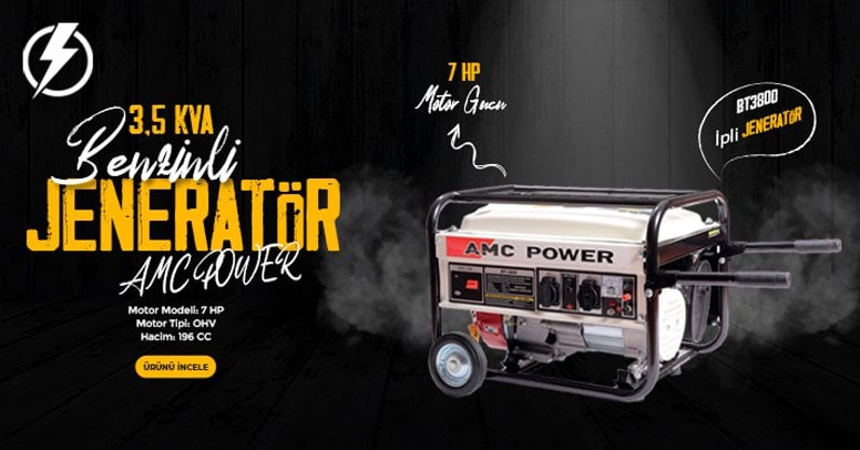 Amcpower 3,5 KVA Benzinli Jeneratör(İpli)