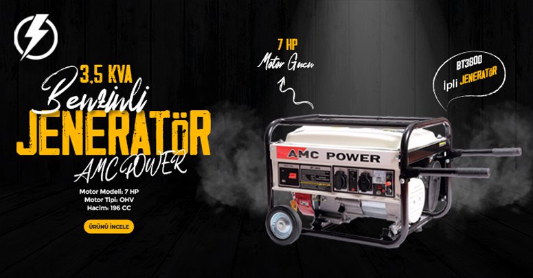 Amcpower 3,5 KVA Benzinli Jeneratör(İpli)
