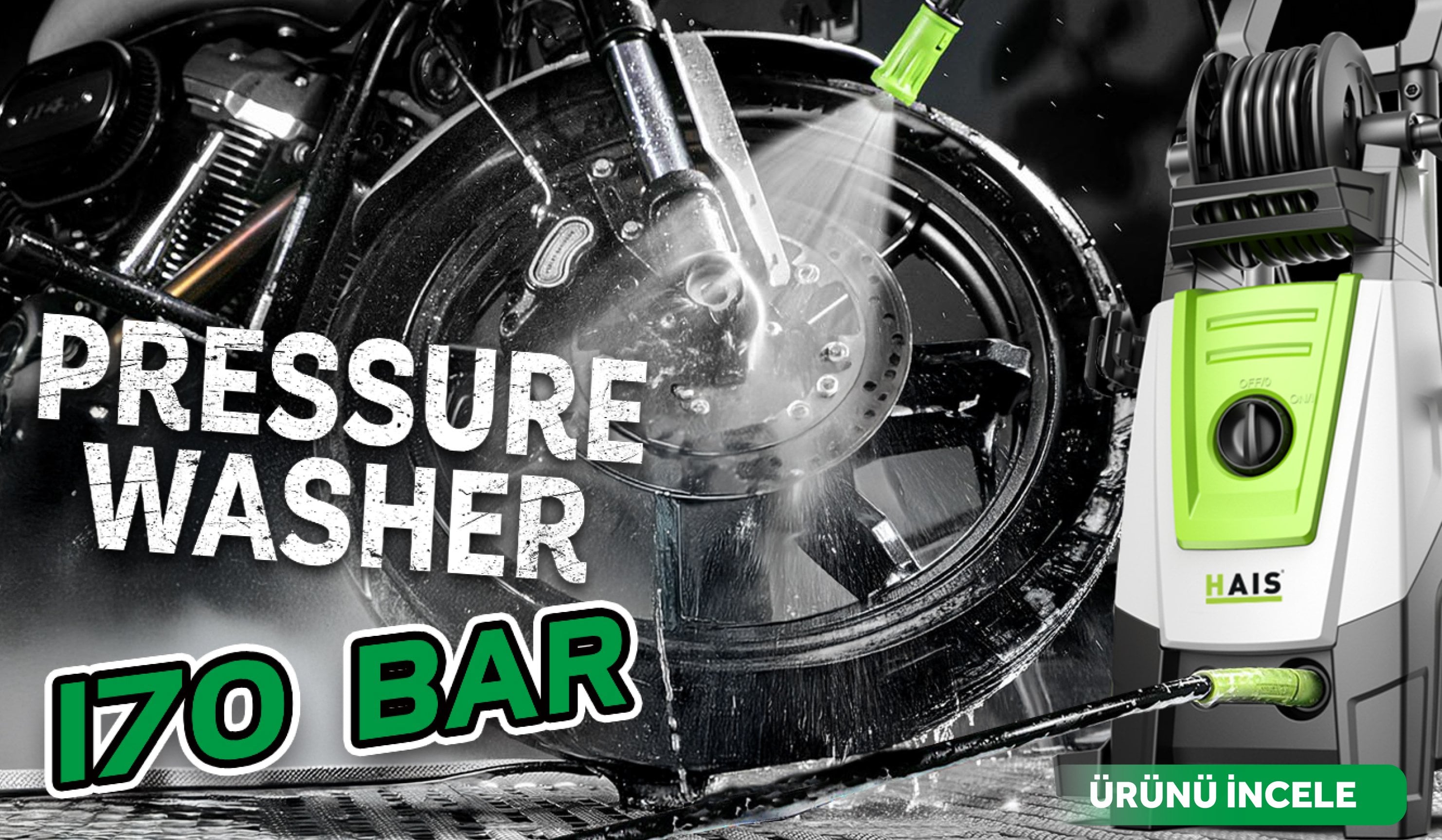 Hais 170 Bar İndüksiyon Motorlu Yüksek Basınçlı Yıkama Makinesi